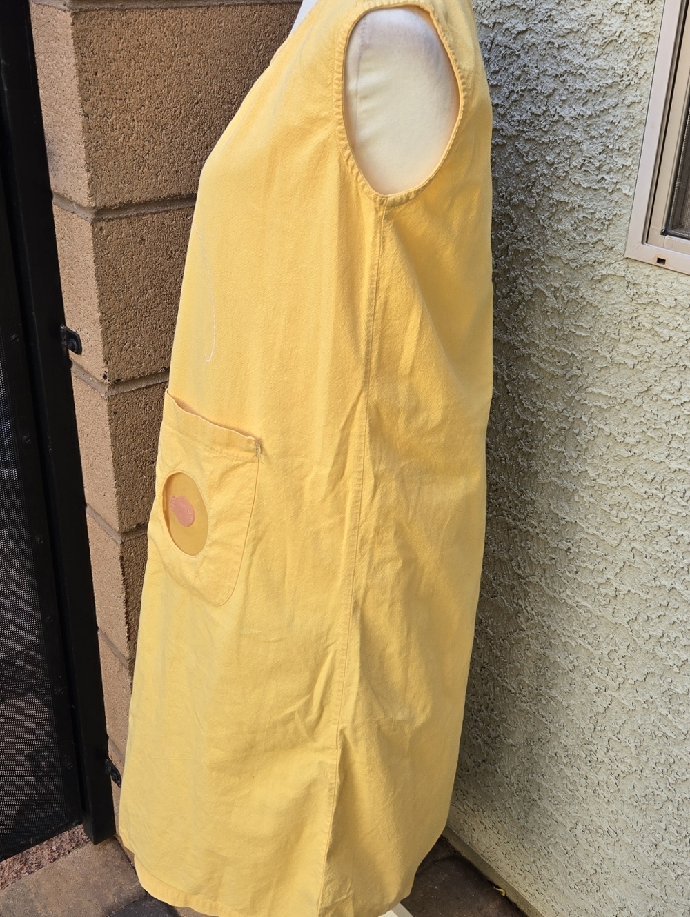 Vintage Hikosen Cara Yellow Womens Sleeveless Dress with Cat Applique - Picture 8 of 12